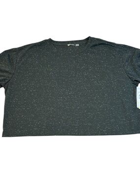 NWT Zella 1X Oversized Cropped Tee Forest Green Fleck Knit Workout Top